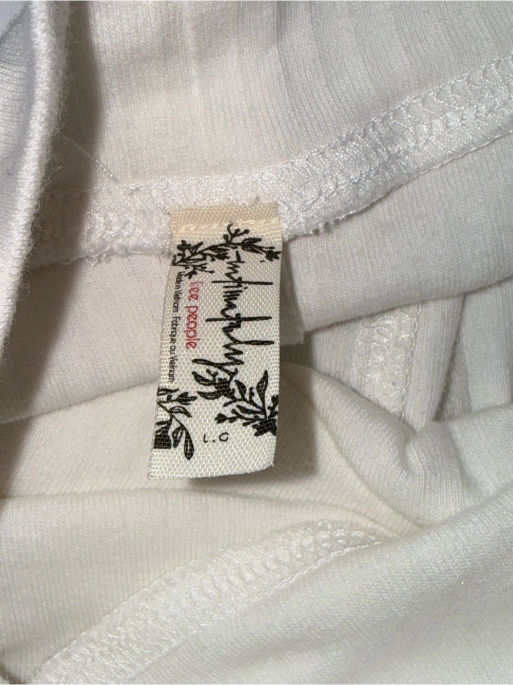 Intimately Free People White Ribbed Mock Neck Long Sleeve Top Size L - Picture 9 of 9